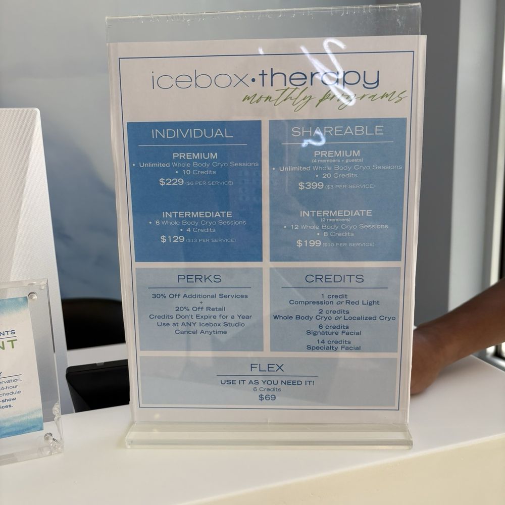 Icebox - Frisco - Price list - Cryotherapy Near Me - Frisco, Texas Icebox - Frisco - Price list - Cryotherapy Near Me - Frisco, Texas