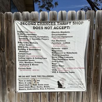 Second Chances Thrift Shop - Donated items they do not accept 12/2023 - Thrift Stores Near Me - San Antonio, Texas