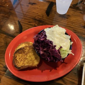 Clearman's Galley - Cheese bread, red cabbage salad, salad with bleu cheese dressing - American Near Me - San Gabriel, California