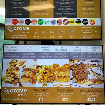 Crave Cookies - Menu board - Desserts Near Me - Odessa, Florida Crave Cookies - Menu board - Desserts Near Me - Odessa, Florida