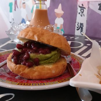 Snackshot - Red bean green tea ice cream sandwiched between toasted bun with condense milk - Desserts Near Me - Vancouver, British Columbia Snackshot - Red bean green tea ice cream sandwiched between toasted bun with condense milk - Desserts Near Me - Vancouver, British Columbia