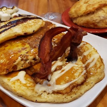 Ruby Slipper Marigny - Flying pancakes:specialty pancakes, including one each of Cinnamon Swirl, Bacon Praline, & Pancake of the Day - Breakfast & Brunch Near Me - New Orleans, Louisiana Ruby Slipper Marigny - Flying pancakes:specialty pancakes, including one each of Cinnamon Swirl, Bacon Praline, & Pancake of the Day - Breakfast & Brunch Near Me - New Orleans, Louisiana