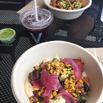 CAVA - Blueberry craft soda, grain bowl with saffron basmati rice, spicy lamb meatballs - Mediterranean Near Me - Plano, Texas