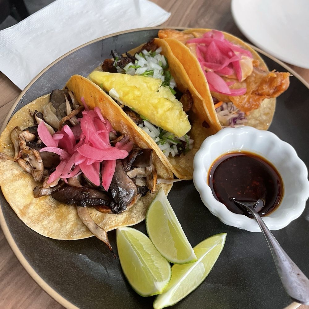 Mushroom, Pastor, fish tacos!