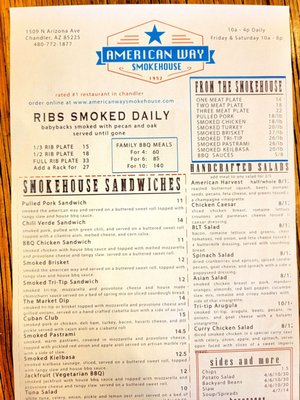 Menu photo 6 American Way Smokehouse Chandler, AZ