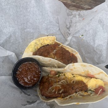 Revelry Kitchen + Bar - Breakfast tacos with sausage - American Near Me - Austin, Texas Revelry Kitchen + Bar - Breakfast tacos with sausage - American Near Me - Austin, Texas