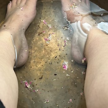 Bare Feet Spa - Gel Pedicure Rosie Tosies foot soak (rose petal, lavender, essential oils) smells heavenly. - Waxing Near Me - Colorado Springs, Colorado