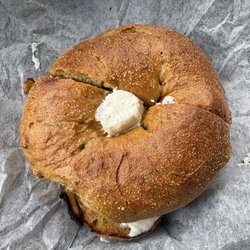 Moore Bagels - A Single Bagel with a schmeer