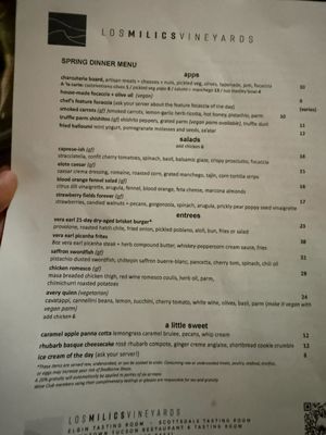Menu photo 1 Los Milics Vineyards Tucson, AZ