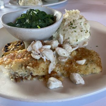 Bonefish Grill - Crab-Crusted Cod with Garlic Whipped Potatoes and Sautéed Spinach. - Seafood Near Me - Louisville, Kentucky