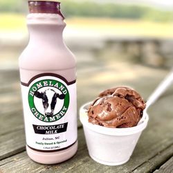 Homeland Creamery - Coffee/double dark chocolate ice cream and chocolate milk!