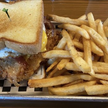 Gold Feather - Good morning America sandwich with regular fries - Beer Bar Near Me - San Antonio, Texas Gold Feather - Good morning America sandwich with regular fries - Beer Bar Near Me - San Antonio, Texas