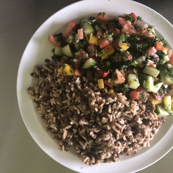 Falafel King - Moujadara : whole lentils boiled with rice and fried onions served with mixed garden salad - Falafel Near Me - Mississauga, Ontario Falafel King - Moujadara : whole lentils boiled with rice and fried onions served with mixed garden salad - Falafel Near Me - Mississauga, Ontario
