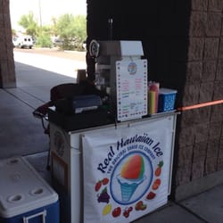 Hawaiian Shave Ice cart. 10 great flavors and bottled water and sodas too.