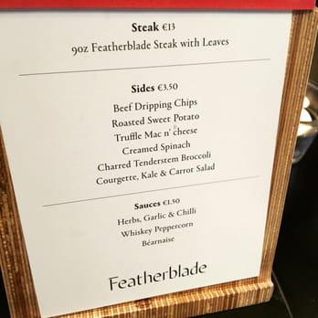 Featherblade - Standard menu - Steakhouses Near Me - Dublin, D Featherblade - Standard menu - Steakhouses Near Me - Dublin, D