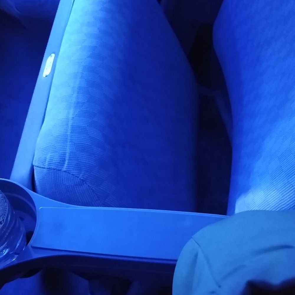 You almost have to sit on the seat folded to let people walk by. You almost have to sit on the seat folded to let people walk by.