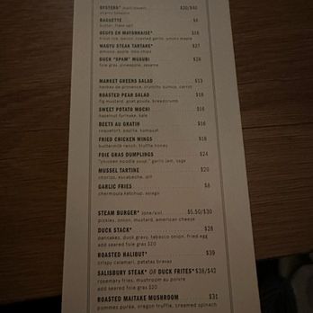 Canard - Dinner Menu at Canard - Wine Bars Near Me - Portland, Oregon