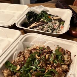 Popcorn tofu and roasted portobello