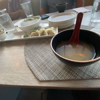 Omiza - Miso soup and veggies dumplings - Pan Asian Near Me - Doylestown, Pennsylvania