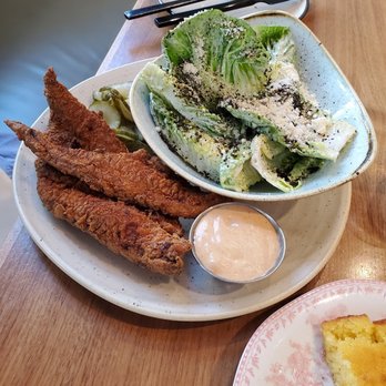 Joyce - Fried Catfish with Caesar Salad - Southern Near Me - Los Angeles, California Joyce - Fried Catfish with Caesar Salad - Southern Near Me - Los Angeles, California