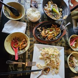 Shrimp Fried Rice, Hot Sizzling Chicken, Make Yourself Soup w/ Brisket, Dumpling, Buckchoy and Mushroom. Shrimp Fried Rice, Hot Sizzling Chicken, Make Yourself Soup w/ Brisket, Dumpling, Buckchoy and Mushroom.