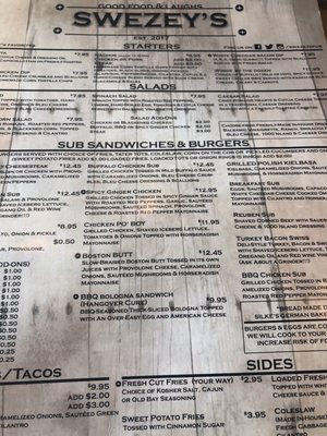 Menu photo 6 Swezey's Pub Pleasant View, TN