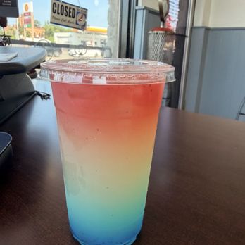 Fried Flavors - Flag drink. Strawberry lemonade with blue raspberry for the 250 celebration of America. - Food Trucks Near Me - Lockhart, Texas