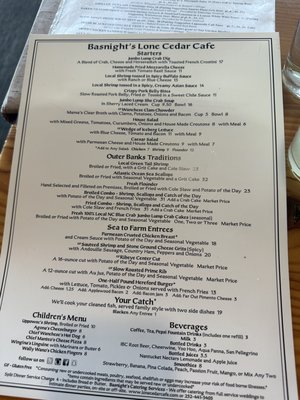Menu photo 1 Basnight's Lone Cedar Cafe Nags Head, NC