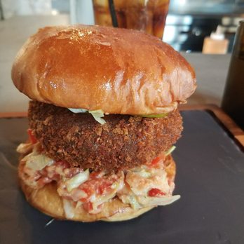 Le Chick - Close up on veggie burger - Cocktail Bars Near Me - Miami, Florida