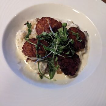 Coral - Scallops over mushrooms risotto - Seafood Near Me - Greenville, South Carolina Coral - Scallops over mushrooms risotto - Seafood Near Me - Greenville, South Carolina