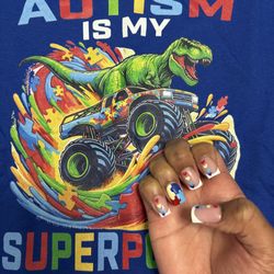 CK Nails & Spa - Autism Awareness nail design