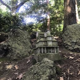 Miniature houses alongside a path Miniature houses alongside a path