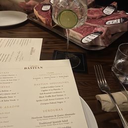Menu and steak options