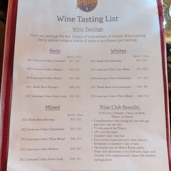 Artesian Cellars - Menu - Wineries Near Me - Pahrump, Nevada Artesian Cellars - Menu - Wineries Near Me - Pahrump, Nevada