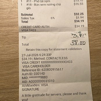 Dalat - Receipt produced by owner - Vietnamese Near Me - Ann Arbor, Michigan Dalat - Receipt produced by owner - Vietnamese Near Me - Ann Arbor, Michigan