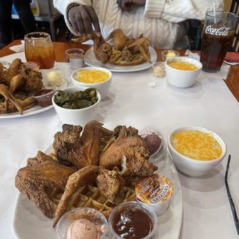 Dame's Chicken & Waffles - Chicken and waffles with Grits. - Southern Near Me - Durham, North Carolina Dame's Chicken & Waffles - Chicken and waffles with Grits. - Southern Near Me - Durham, North Carolina