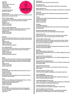 Menu photo 1 Papito’s Burritos Rochester, NY Menu photo 1 Papito’s Burritos Rochester, NY