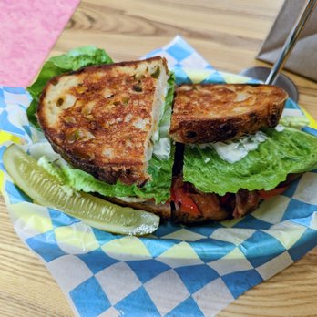 Loaf Lounge - BLT - Bacon, Lettuce, Tomatoes & Mayo on House Made Jalapeno Cheddar Bread - Cafes Near Me - Chicago, Illinois