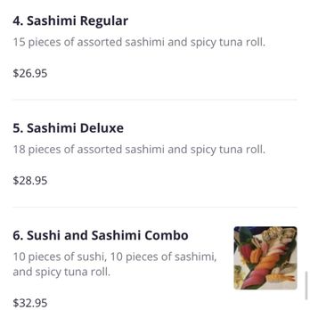 Sushi Village 280 - The menu clearly says Sashimi Deluxe comes with Spicy Tuna Roll. - Japanese Near Me - Birmingham, Alabama Sushi Village 280 - The menu clearly says Sashimi Deluxe comes with Spicy Tuna Roll. - Japanese Near Me - Birmingham, Alabama