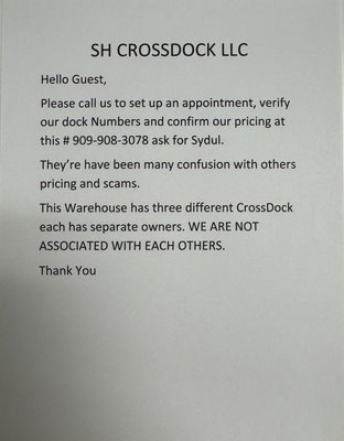SH Crossdock on Yelp