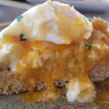 Driftwood Kitchen - Cross section of the DK Benedict with crab. So good! 9/25/2021 - Seafood Near Me - Laguna Beach, California