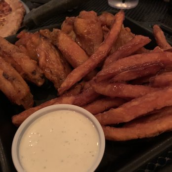 Front Porch - Hot Black Wings with Sweet Potato Fries - Bars Near Me - Hoover, Alabama Front Porch - Hot Black Wings with Sweet Potato Fries - Bars Near Me - Hoover, Alabama