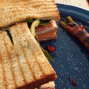 Bleu House - The club with bacon wrapped asperagus. - Sandwiches Near Me - Norcross, Georgia Bleu House - The club with bacon wrapped asperagus. - Sandwiches Near Me - Norcross, Georgia