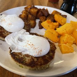 Petite Provence - Risotto Cakes & Eggs with squash and potatoes.