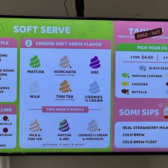 Somisomi - Menu Board - Ice Cream & Frozen Yogurt Near Me - Katy, Texas