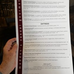 Madden's Casual Gourmet - Menu
