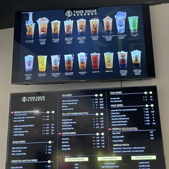 Tiger Sugar - TV menu by register - Bubble Tea Near Me - Atlanta, Georgia Tiger Sugar - TV menu by register - Bubble Tea Near Me - Atlanta, Georgia
