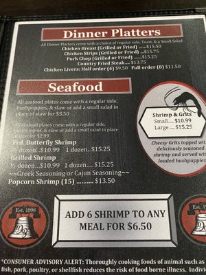 Menu photo 1 The Dinner Bell Steak & Fish Corinth, MS