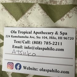 Ola Tropical Apothecary & Spa - Go and make an appointment with Atsuko! You won't regret the decision! 
