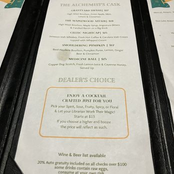Library Speakeasy - Drinks menu 1 - Speakeasies Near Me - Lake Worth, Florida